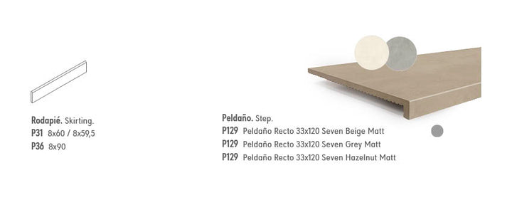 Product line-up with different finishes and dimensions on a white background